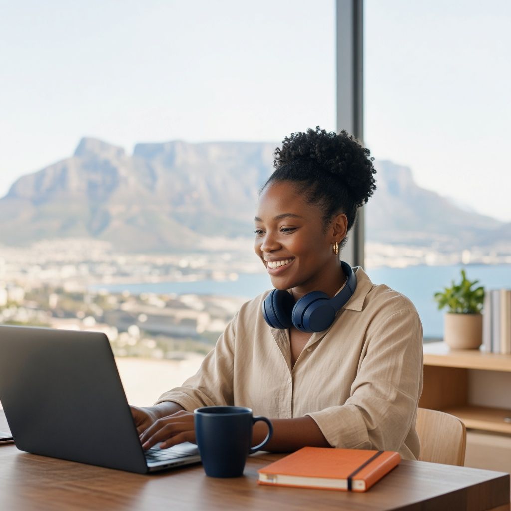 Woman working from home on a fast fibre connection